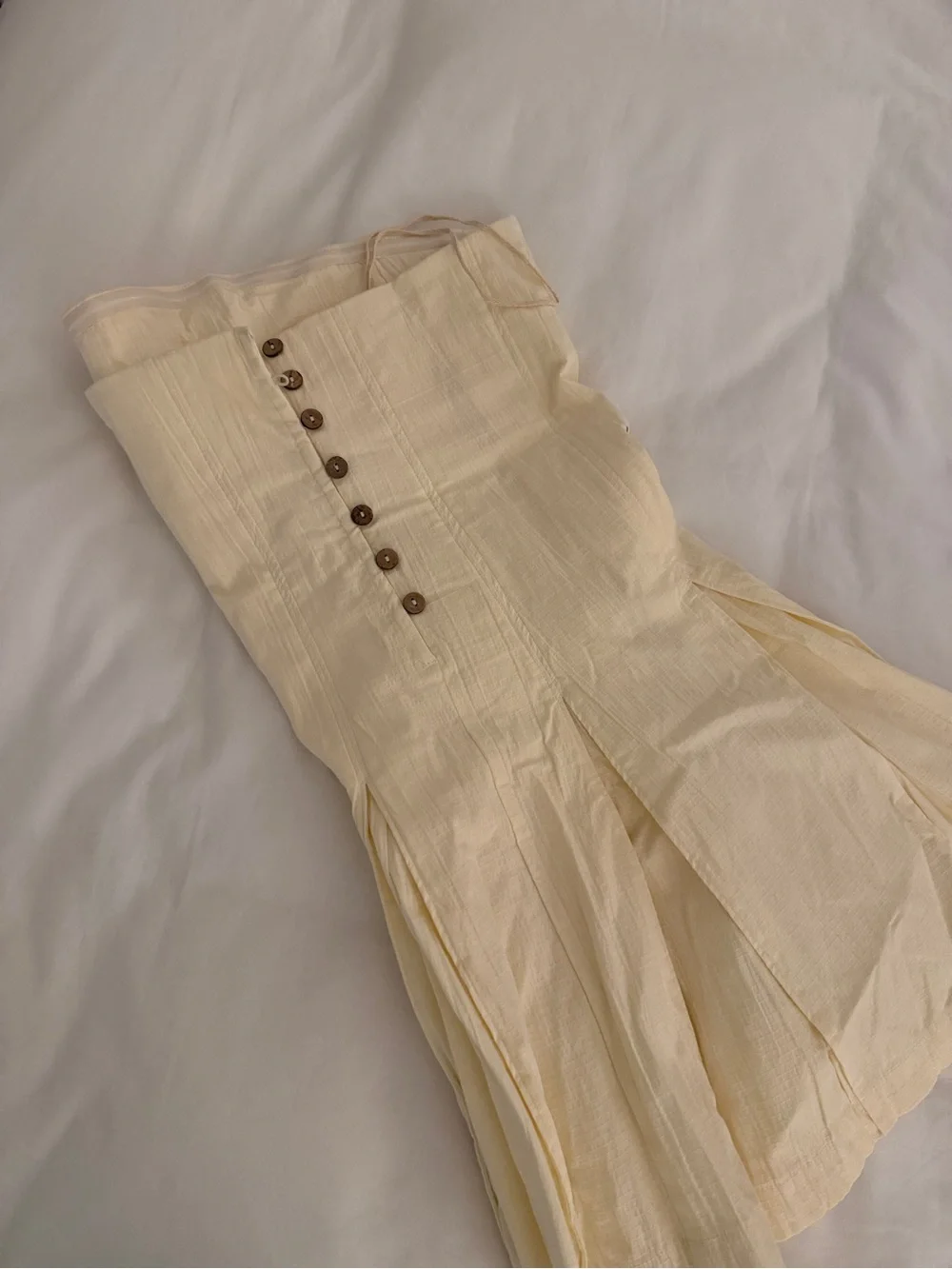 Free People Cream Strapless Pleated Mini Dress